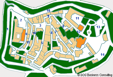 Mappa del centro storico di Montone