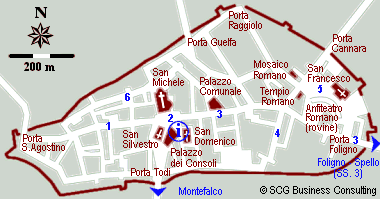 mappa del centro storico di Bevagna