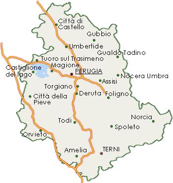 Mappa dell'Umbria