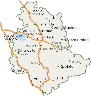 Mappa dell'Umbria