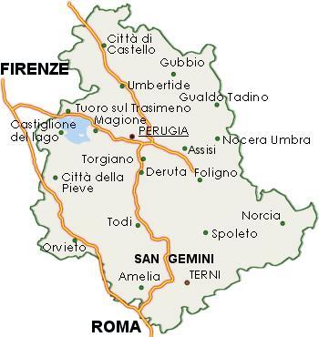 Mappa dell' Umbria